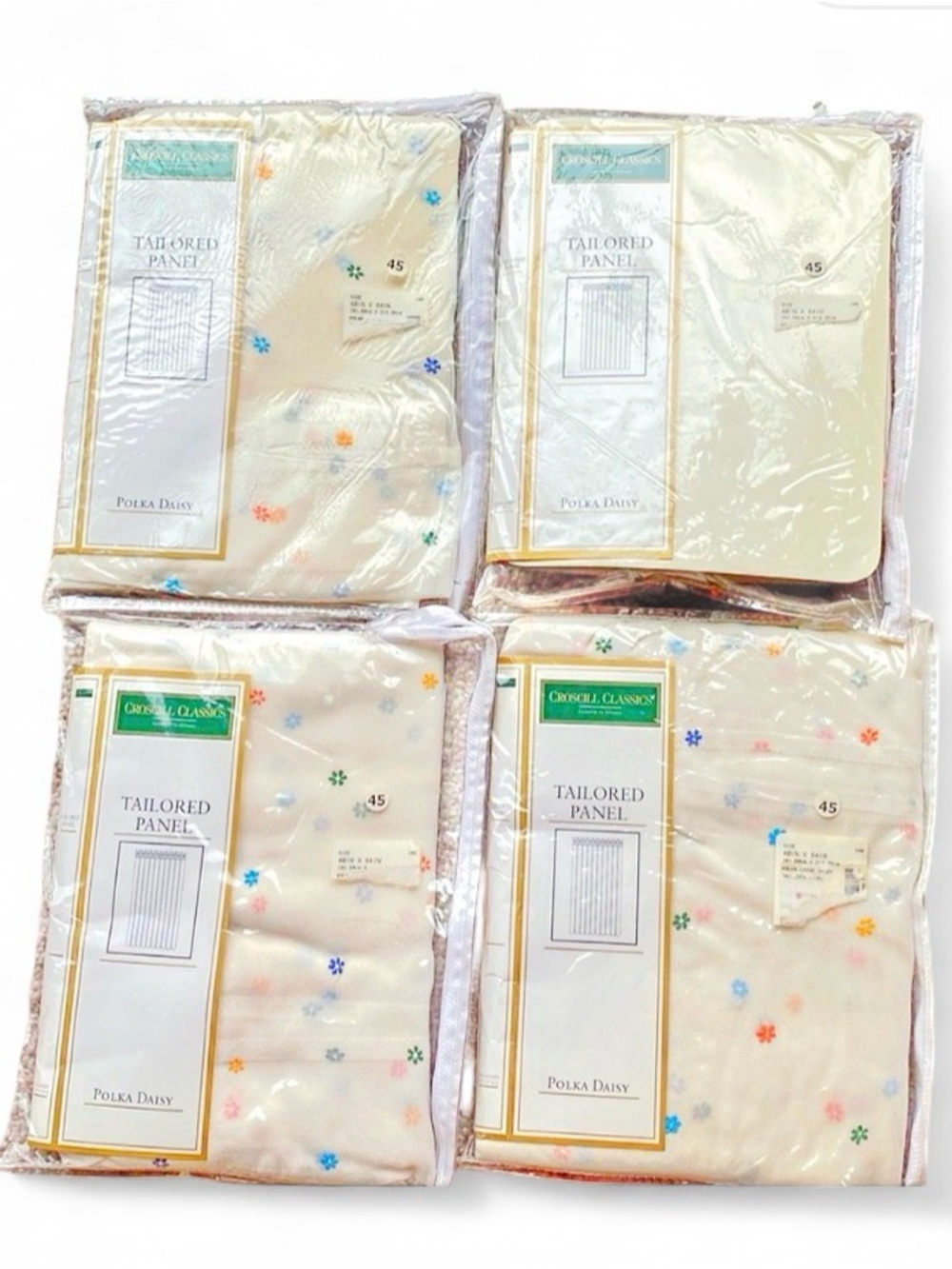 Croscill Polka Daisy 4 Curtain Panels 40x84 Drapes NWT Matching Set